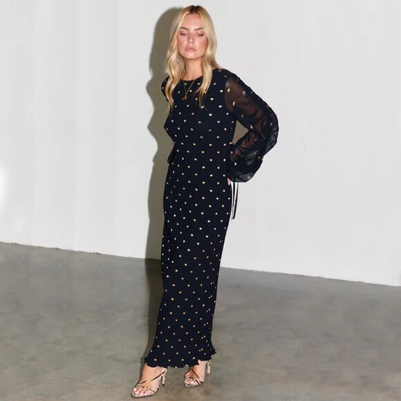 Never Fully Dressed | Black Celia Plisse Dress | US 22 / UK26 - Picture 2 of 10